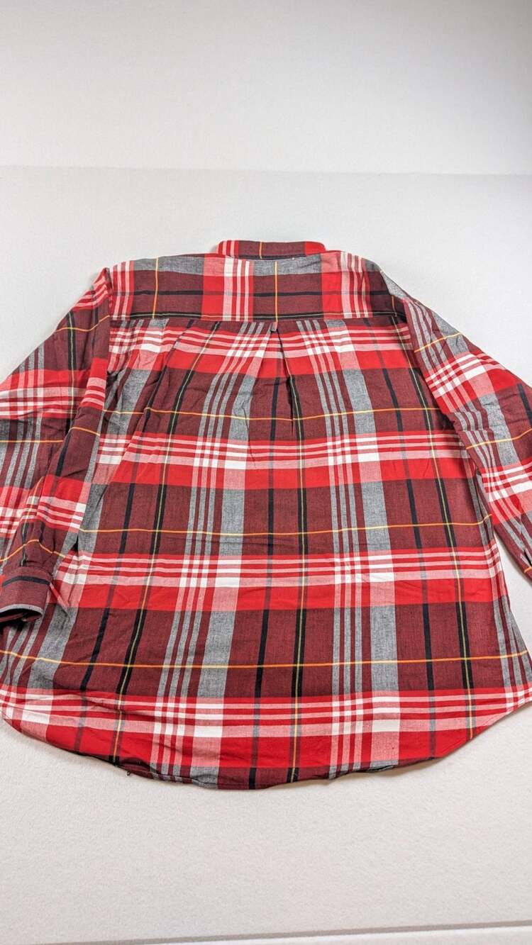 Ruff Hewn Red and Gray Plaid Long Sleeve Button-Up Shirt - Picture 4 of 6